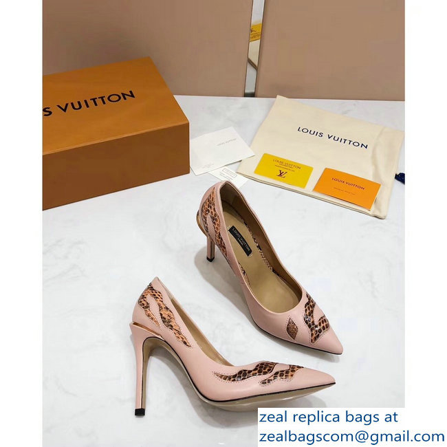 Louis Vuitton Heel 10.5cm Eyeline Pumps Python Pattern Pink 2019