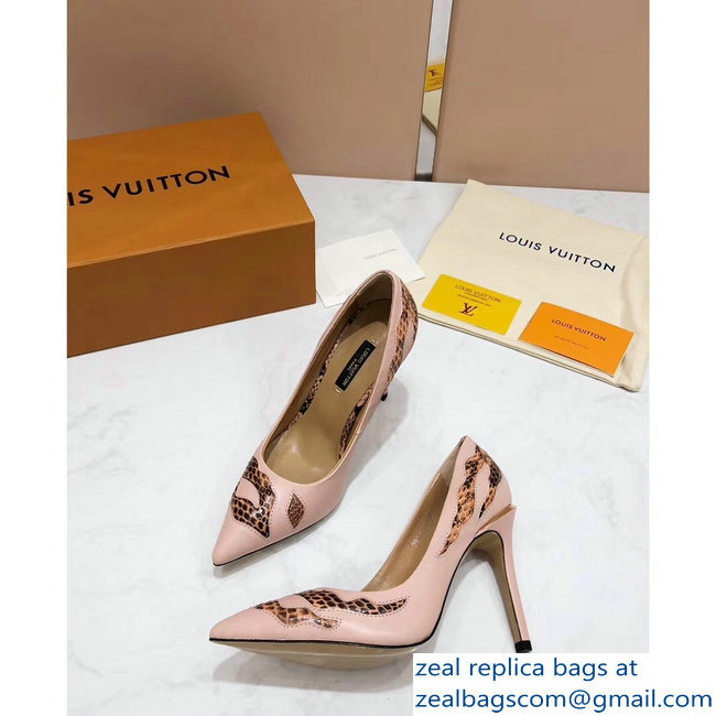 Louis Vuitton Heel 10.5cm Eyeline Pumps Python Pattern Pink 2019 - Click Image to Close
