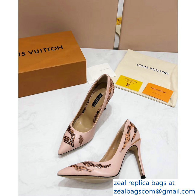 Louis Vuitton Heel 10.5cm Eyeline Pumps Python Pattern Pink 2019