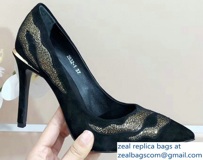 Louis Vuitton Heel 10.5cm Eyeline Pumps Python Pattern Suede Black 2019 - Click Image to Close