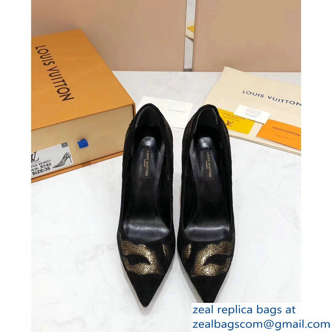 Louis Vuitton Heel 10.5cm Eyeline Pumps Python Pattern Suede Black 2019 - Click Image to Close