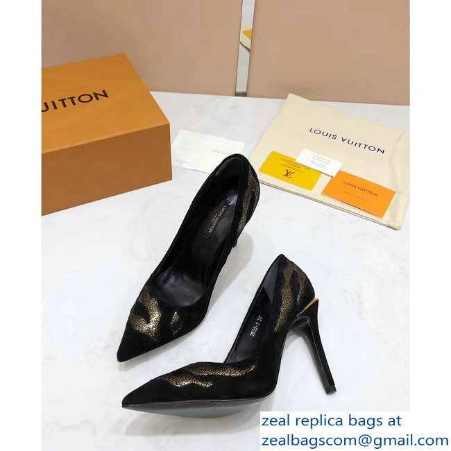 Louis Vuitton Heel 10.5cm Eyeline Pumps Python Pattern Suede Black 2019 - Click Image to Close