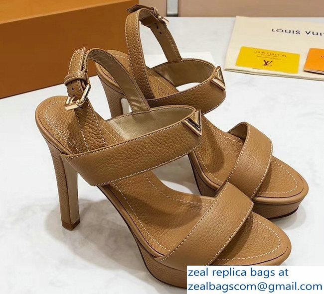 Louis Vuitton Heel 10.5cm Platform 2cm New Wave Sandals Apricot 2019 - Click Image to Close