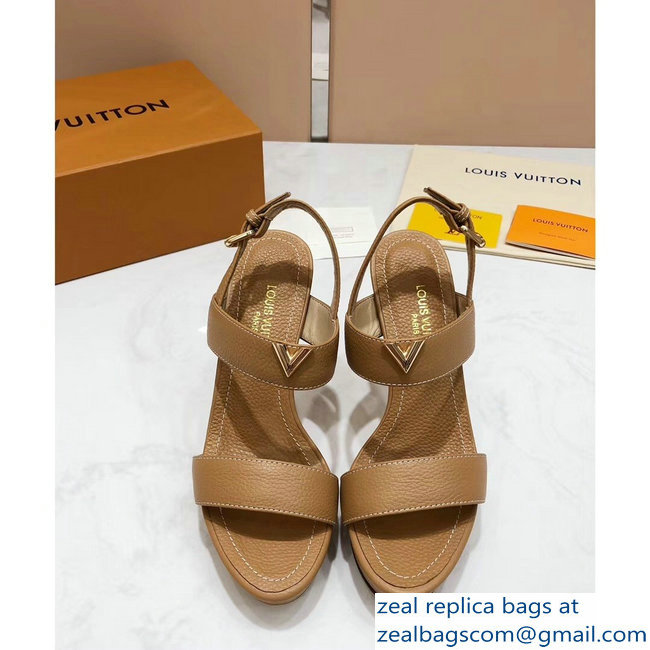 Louis Vuitton Heel 10.5cm Platform 2cm New Wave Sandals Apricot 2019