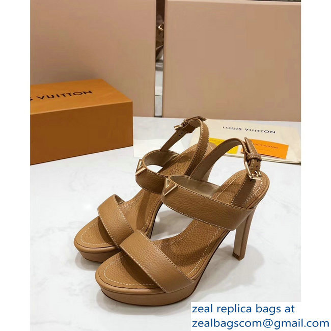 Louis Vuitton Heel 10.5cm Platform 2cm New Wave Sandals Apricot 2019 - Click Image to Close