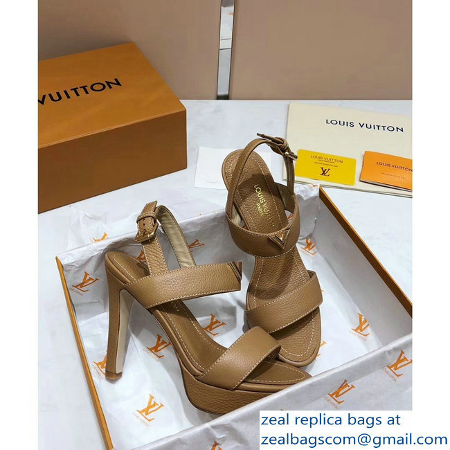 Louis Vuitton Heel 10.5cm Platform 2cm New Wave Sandals Apricot 2019 - Click Image to Close