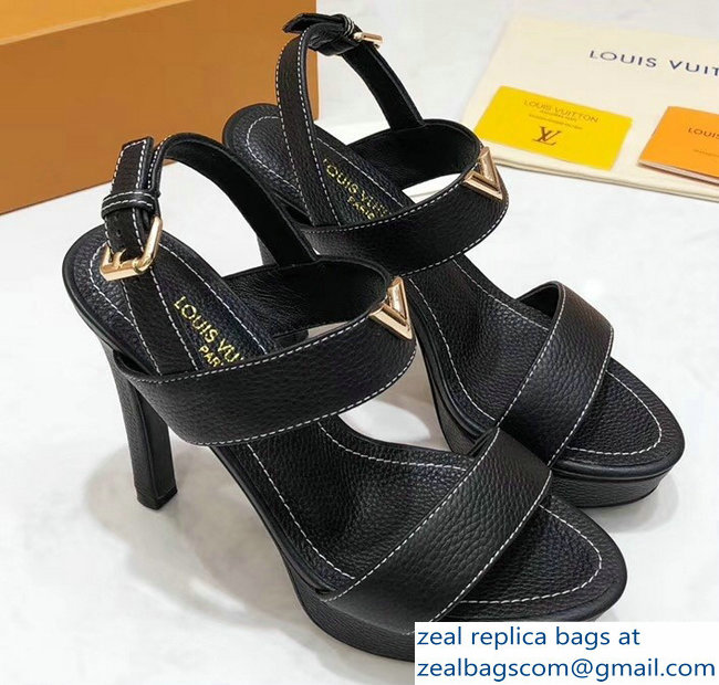 Louis Vuitton Heel 10.5cm Platform 2cm New Wave Sandals Black 2019 - Click Image to Close