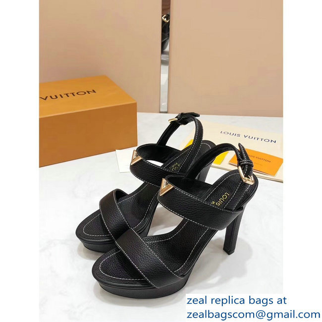 Louis Vuitton Heel 10.5cm Platform 2cm New Wave Sandals Black 2019