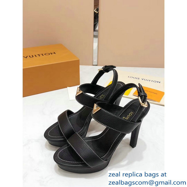 Louis Vuitton Heel 10.5cm Platform 2cm New Wave Sandals Black 2019 - Click Image to Close