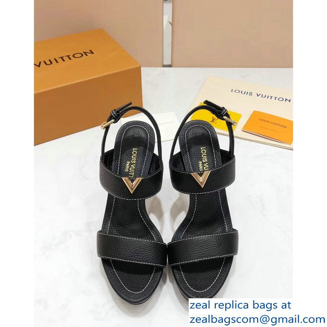 Louis Vuitton Heel 10.5cm Platform 2cm New Wave Sandals Black 2019