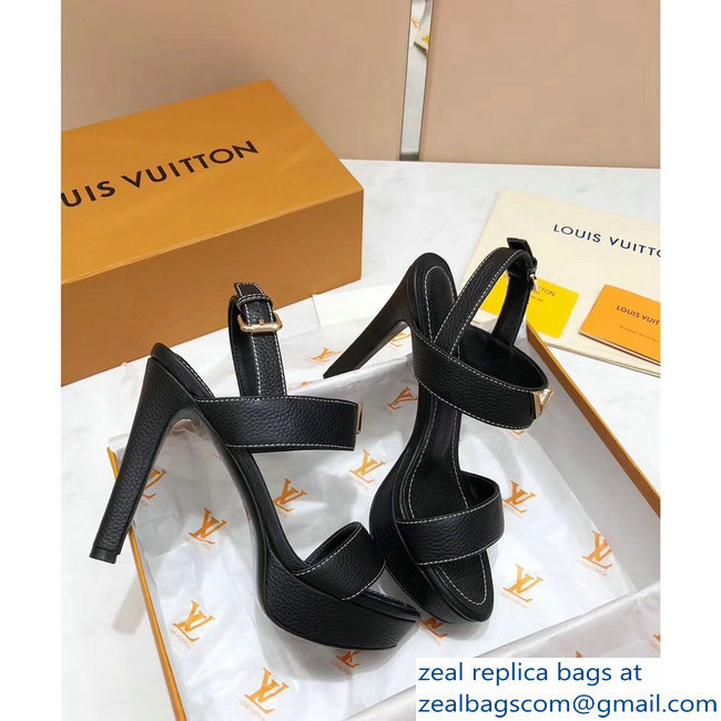 Louis Vuitton Heel 10.5cm Platform 2cm New Wave Sandals Black 2019