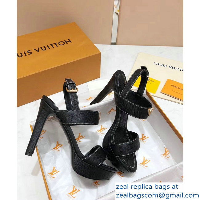 Louis Vuitton Heel 10.5cm Platform 2cm New Wave Sandals Black 2019 - Click Image to Close