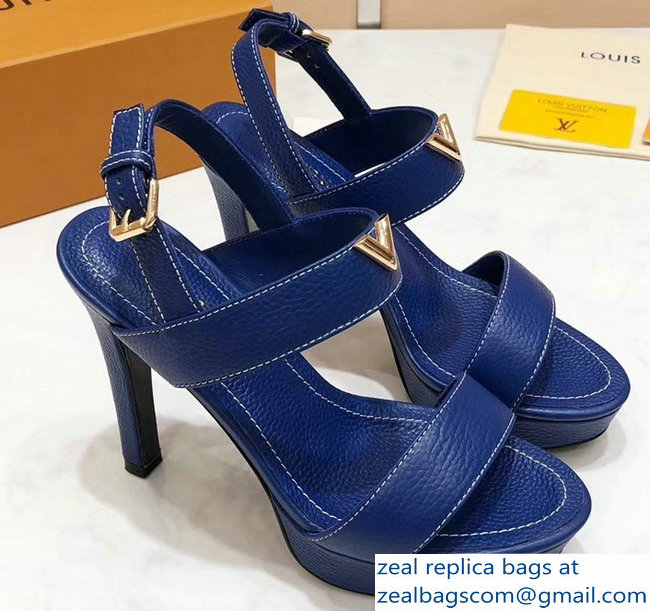 Louis Vuitton Heel 10.5cm Platform 2cm New Wave Sandals Blue 2019 - Click Image to Close