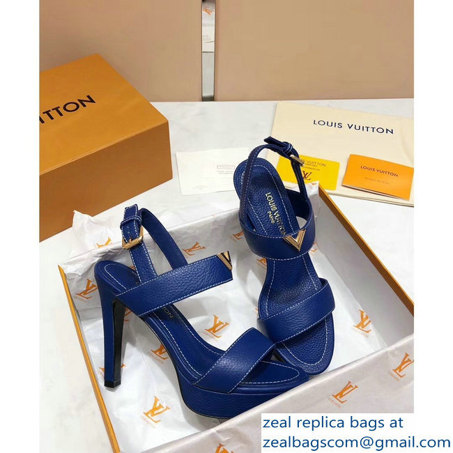 Louis Vuitton Heel 10.5cm Platform 2cm New Wave Sandals Blue 2019