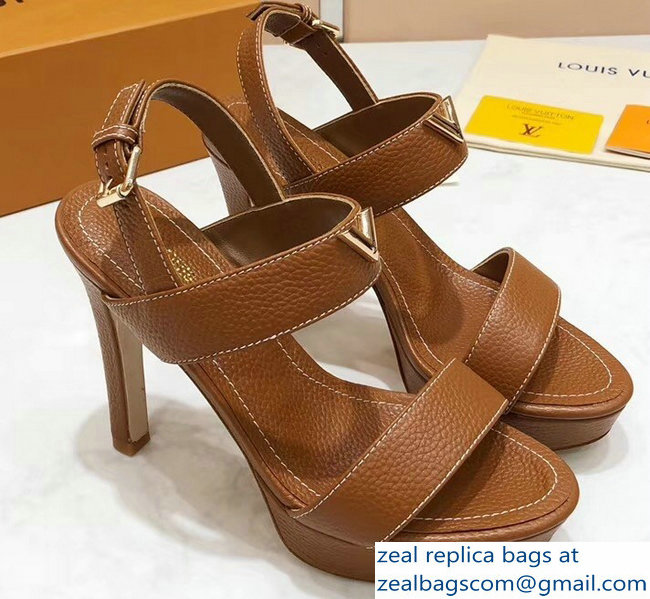 Louis Vuitton Heel 10.5cm Platform 2cm New Wave Sandals Brown 2019