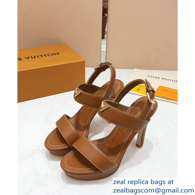 Louis Vuitton Heel 10.5cm Platform 2cm New Wave Sandals Brown 2019