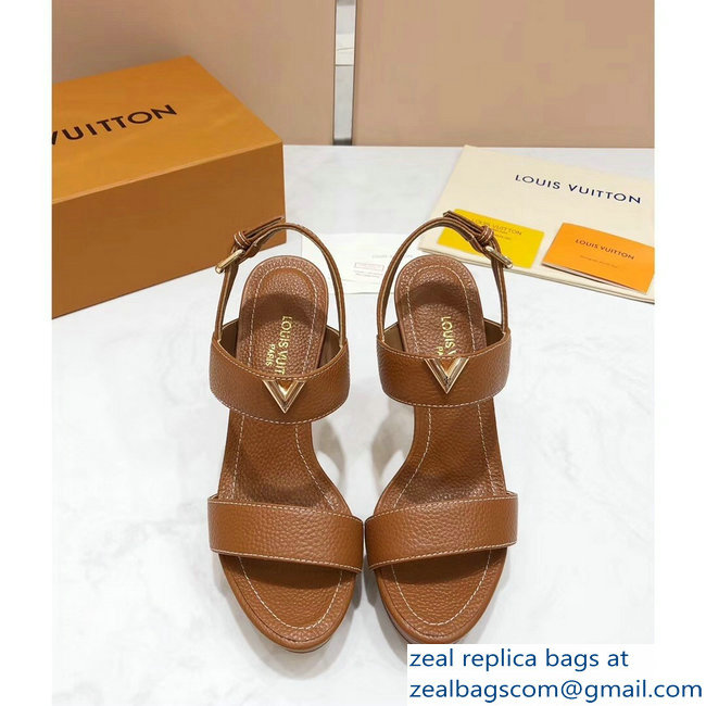 Louis Vuitton Heel 10.5cm Platform 2cm New Wave Sandals Brown 2019