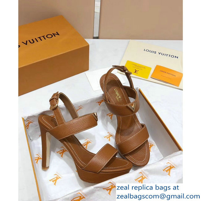 Louis Vuitton Heel 10.5cm Platform 2cm New Wave Sandals Brown 2019