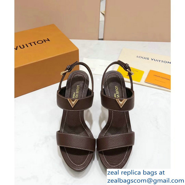 Louis Vuitton Heel 10.5cm Platform 2cm New Wave Sandals Coffee 2019 - Click Image to Close