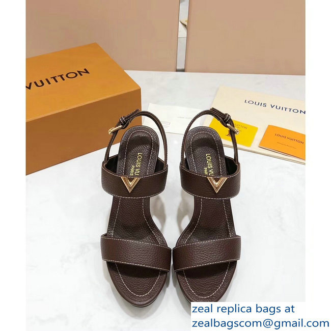 Louis Vuitton Heel 10.5cm Platform 2cm New Wave Sandals Coffee 2019