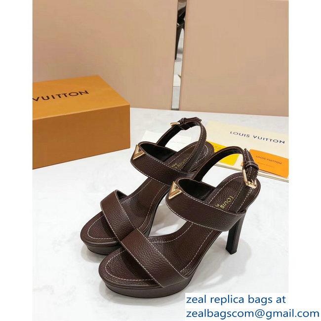 Louis Vuitton Heel 10.5cm Platform 2cm New Wave Sandals Coffee 2019 - Click Image to Close