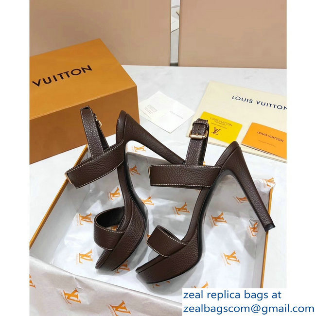 Louis Vuitton Heel 10.5cm Platform 2cm New Wave Sandals Coffee 2019