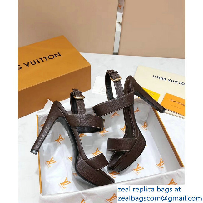 Louis Vuitton Heel 10.5cm Platform 2cm New Wave Sandals Coffee 2019 - Click Image to Close