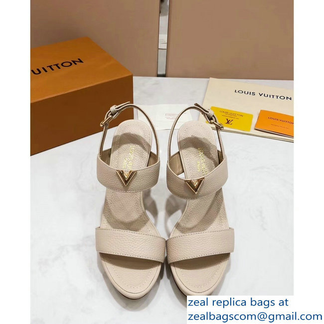 Louis Vuitton Heel 10.5cm Platform 2cm New Wave Sandals Creamy 2019 - Click Image to Close