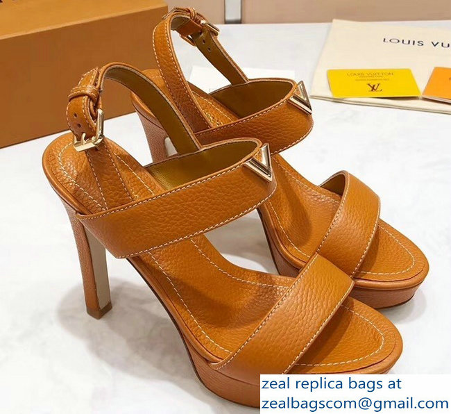 Louis Vuitton Heel 10.5cm Platform 2cm New Wave Sandals Khaki 2019 - Click Image to Close