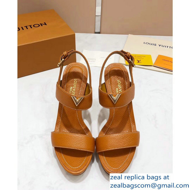 Louis Vuitton Heel 10.5cm Platform 2cm New Wave Sandals Khaki 2019 - Click Image to Close