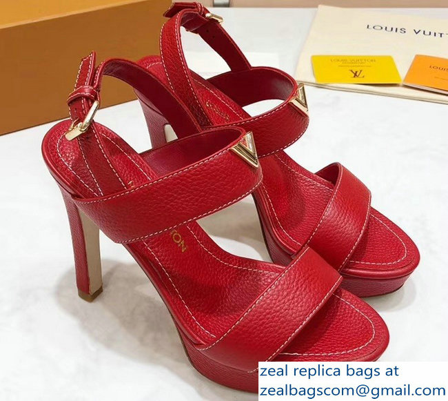Louis Vuitton Heel 10.5cm Platform 2cm New Wave Sandals Red 2019 - Click Image to Close