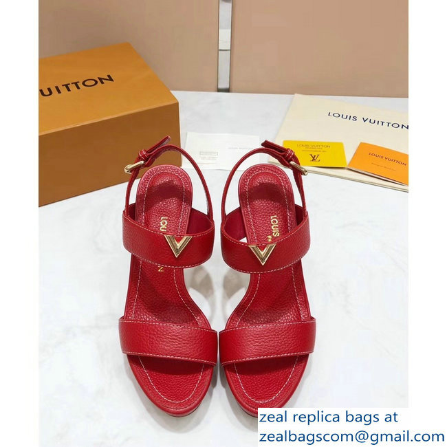 Louis Vuitton Heel 10.5cm Platform 2cm New Wave Sandals Red 2019 - Click Image to Close