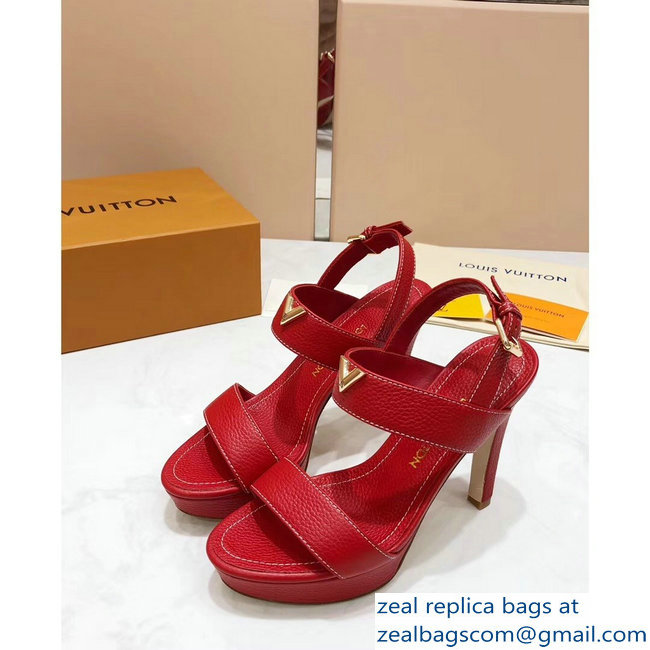 Louis Vuitton Heel 10.5cm Platform 2cm New Wave Sandals Red 2019