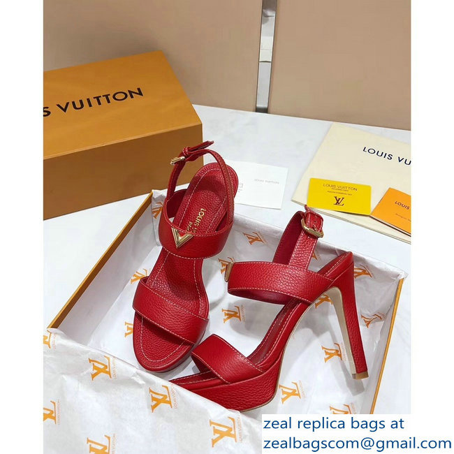 Louis Vuitton Heel 10.5cm Platform 2cm New Wave Sandals Red 2019