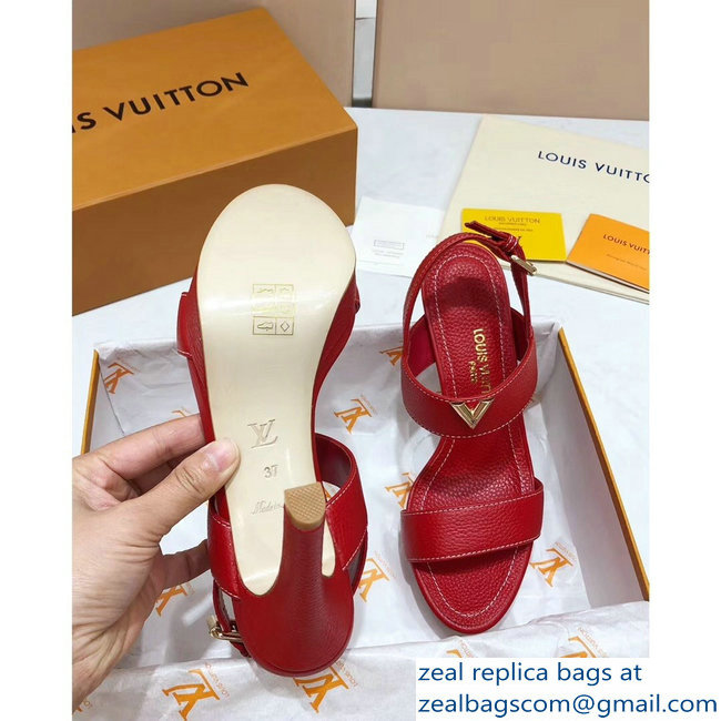 Louis Vuitton Heel 10.5cm Platform 2cm New Wave Sandals Red 2019