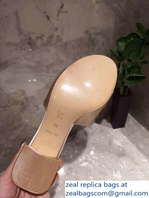 Louis Vuitton Heel 4.5cm Strass-paved LV Circle Satin Madeleine Mules Nude 2019 - Click Image to Close