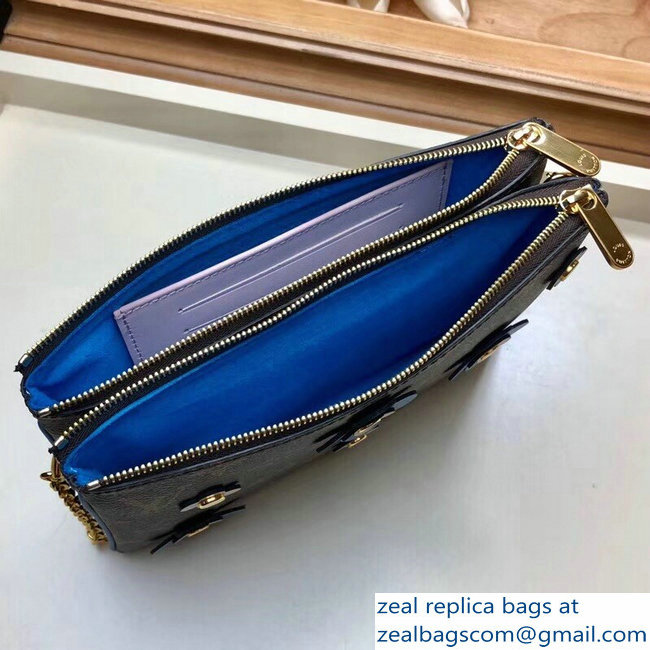 Louis Vuitton Monogram Canvas Blooming Flowers Pochette Double Zip Bag M63905 Blue 2019
