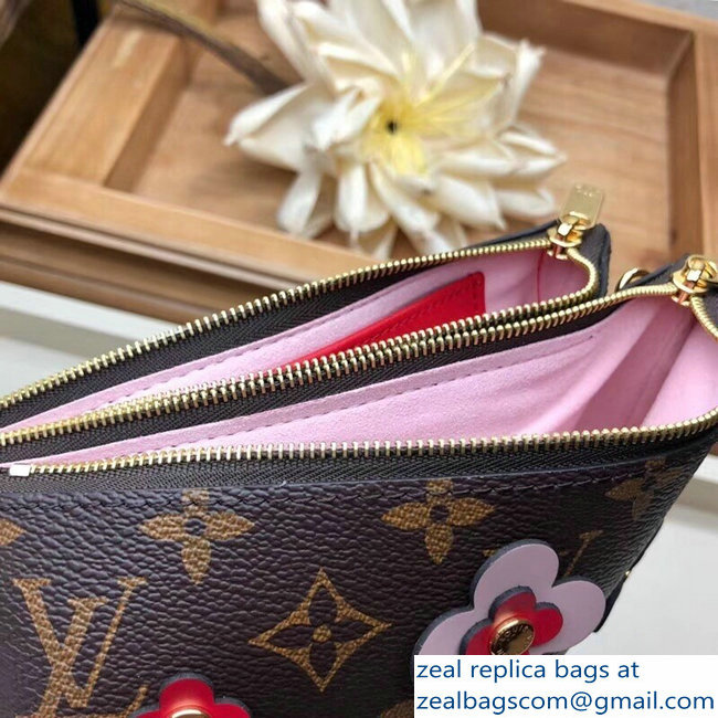 Louis Vuitton Monogram Canvas Blooming Flowers Pochette Double Zip Bag M63905 Pink 2019