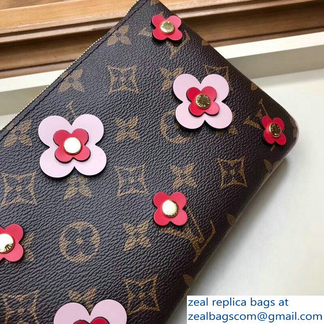 Louis Vuitton Monogram Canvas Blooming Flowers Pochette Double Zip Bag M63905 Pink 2019