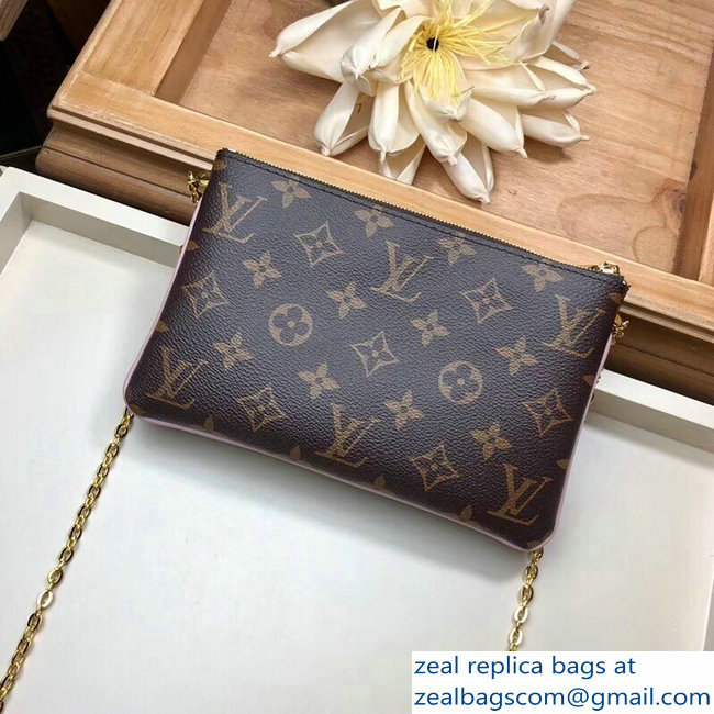 Louis Vuitton Monogram Canvas Blooming Flowers Pochette Double Zip Bag M63905 Pink 2019