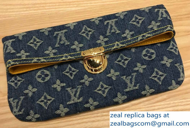 Louis Vuitton Monogram Denim Pochette Plate Clutch Bag