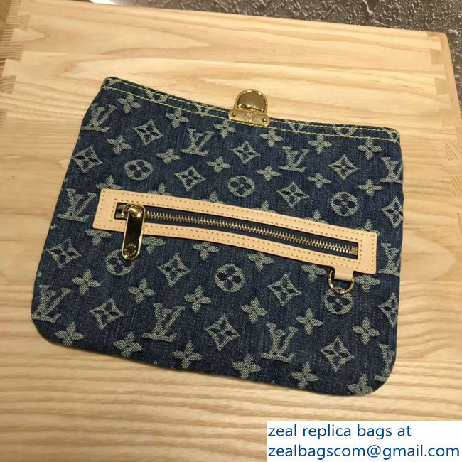 Louis Vuitton Monogram Denim Pochette Plate Clutch Bag