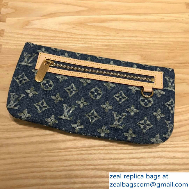 Louis Vuitton Monogram Denim Pochette Plate Clutch Bag - Click Image to Close