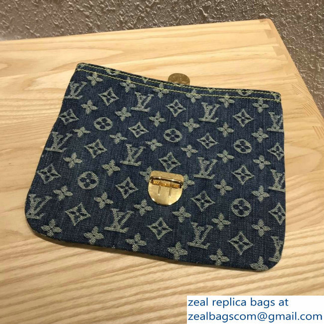 Louis Vuitton Monogram Denim Pochette Plate Clutch Bag