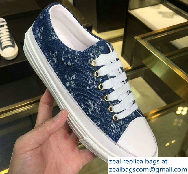 Louis Vuitton Monogram Denim Stellar Sneakers 1A4WTT Bleu Jeans Blue 2019 - Click Image to Close