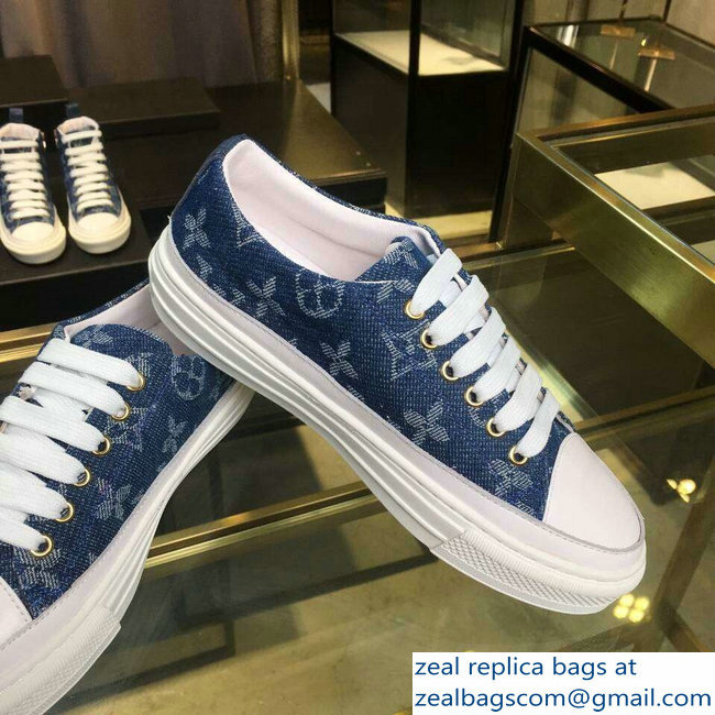 Louis Vuitton Monogram Denim Stellar Sneakers 1A4WTT Bleu Jeans Blue 2019 - Click Image to Close