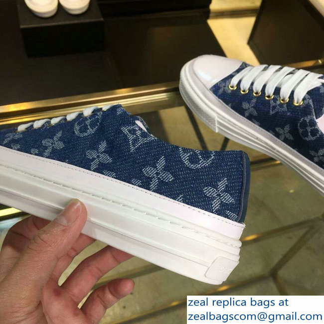 Louis Vuitton Monogram Denim Stellar Sneakers 1A4WTT Bleu Jeans Blue 2019