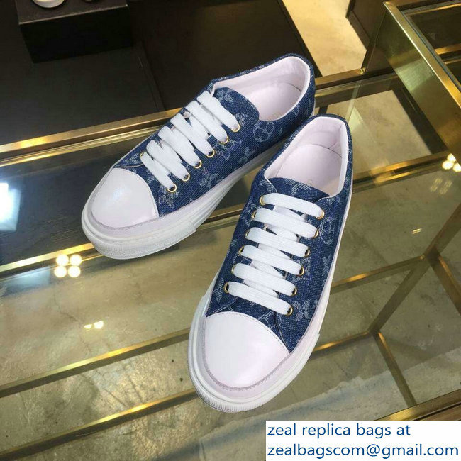 Louis Vuitton Monogram Denim Stellar Sneakers 1A4WTT Bleu Jeans Blue 2019 - Click Image to Close