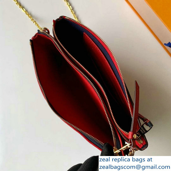 Louis Vuitton Monogram Empreinte Pochette Double Zip Bag M63916 Marine Rouge 2019
