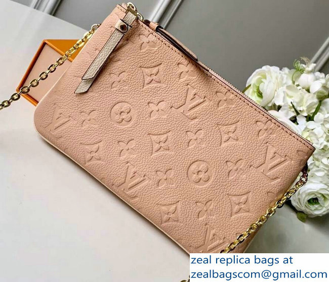 Louis Vuitton Monogram Empreinte Pochette Double Zip Bag M63919 Beige Dore 2019 - Click Image to Close